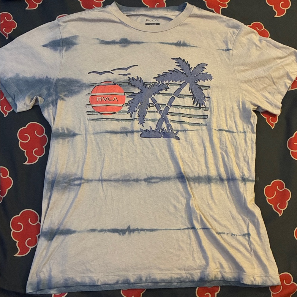 RVCA Blue Tie-Dye Palm Tree T-Shirt